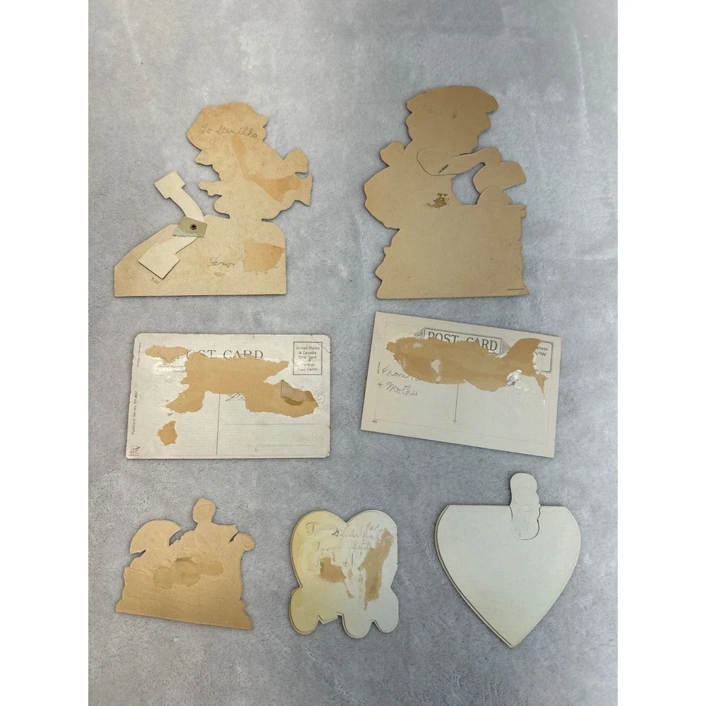 Vintage Valentine Cards Lot 7 Mechanical Die Cut Postcard Antique Moving Parts